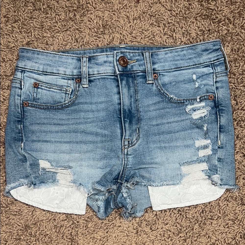 American Eagle Distressed High Rise Jean Shorts